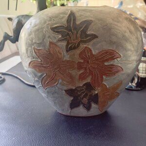 Vase designed of enamel over solid Brass. Fall leaves design both sides.Oblong